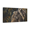 Side Mockup 3. Animals Koalas Koala Family shown as stretched canvas wall art