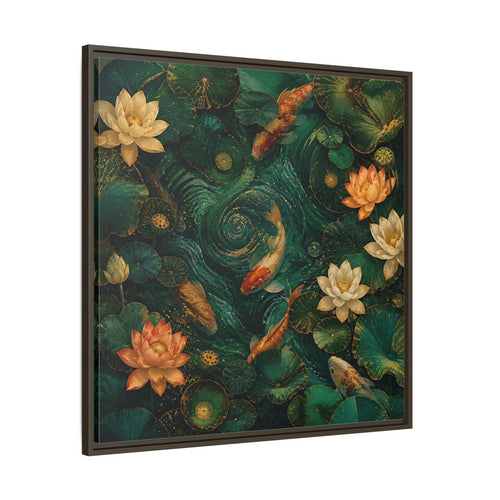 Main Mockup. Animals Koi Fish Green Koi Pond shown as stretched canvas wall art