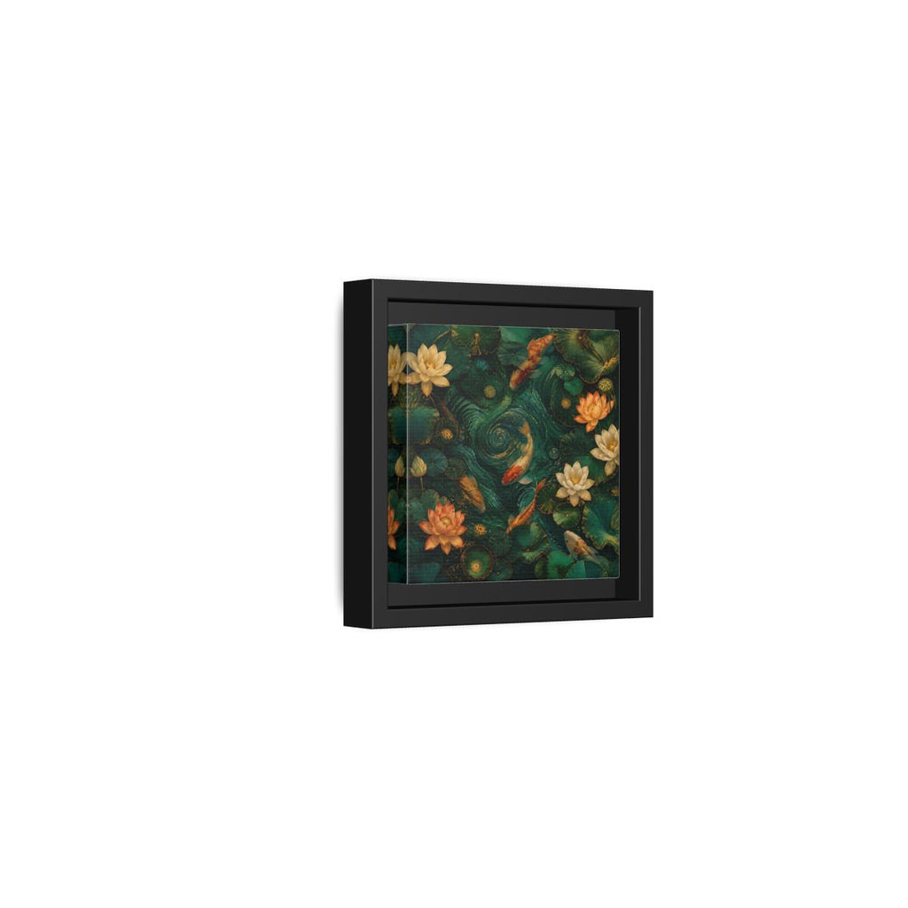 Side Mockup 24. Animals Koi Fish Green Koi Pond shown as stretched canvas wall art