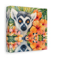 Side Mockup 2. Animals Lemur Orange Green shown as stretched canvas wall art