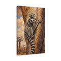 Side Mockup 4. Animals Lemurs Brown And Grey Lemurs shown as stretched canvas wall art
