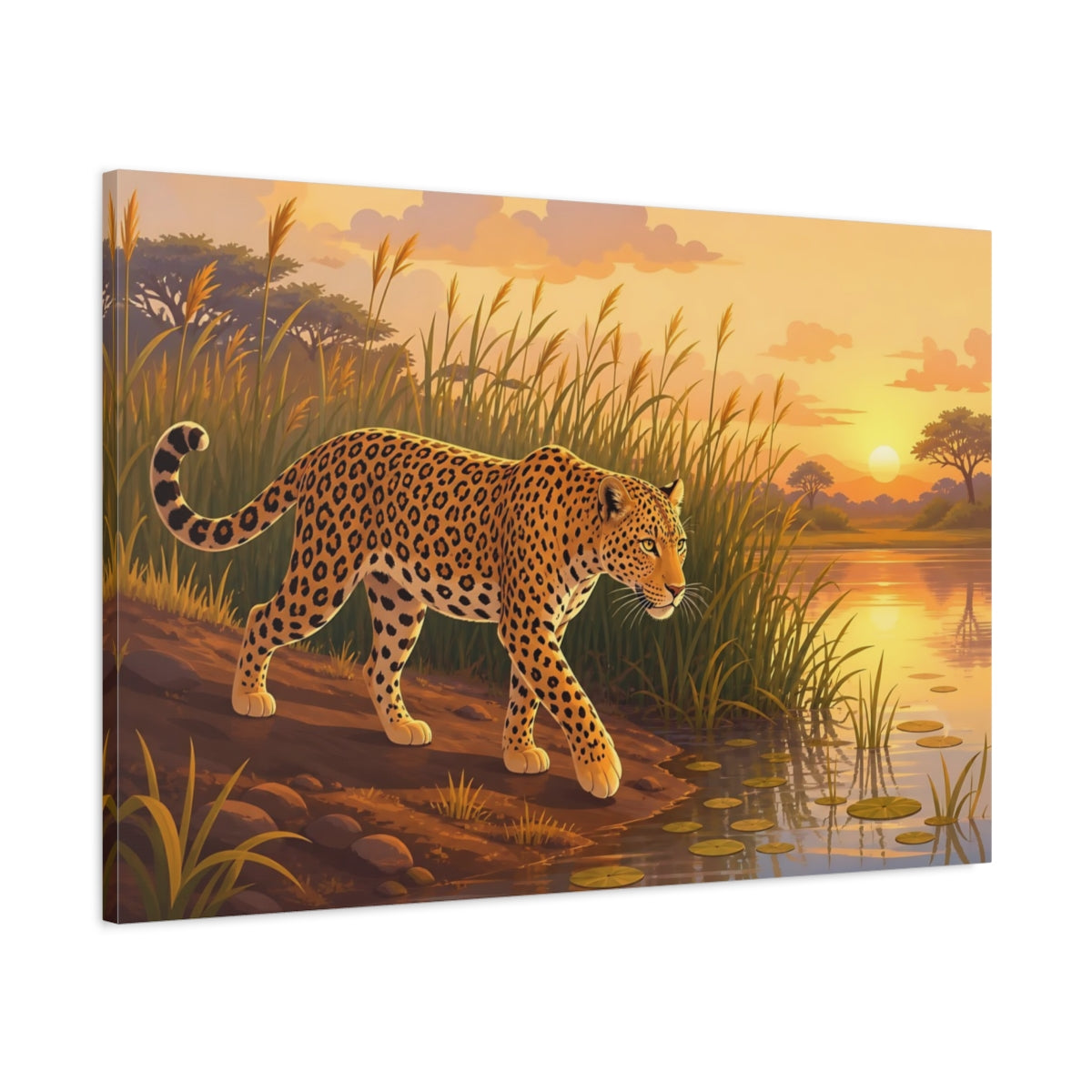 Main Mockup. Animals Leopard Golden Leopard shown as stretched canvas wall art
