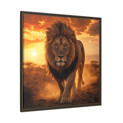 Main Mockup. Animals Lion Lion Sunset shown as stretched canvas wall art