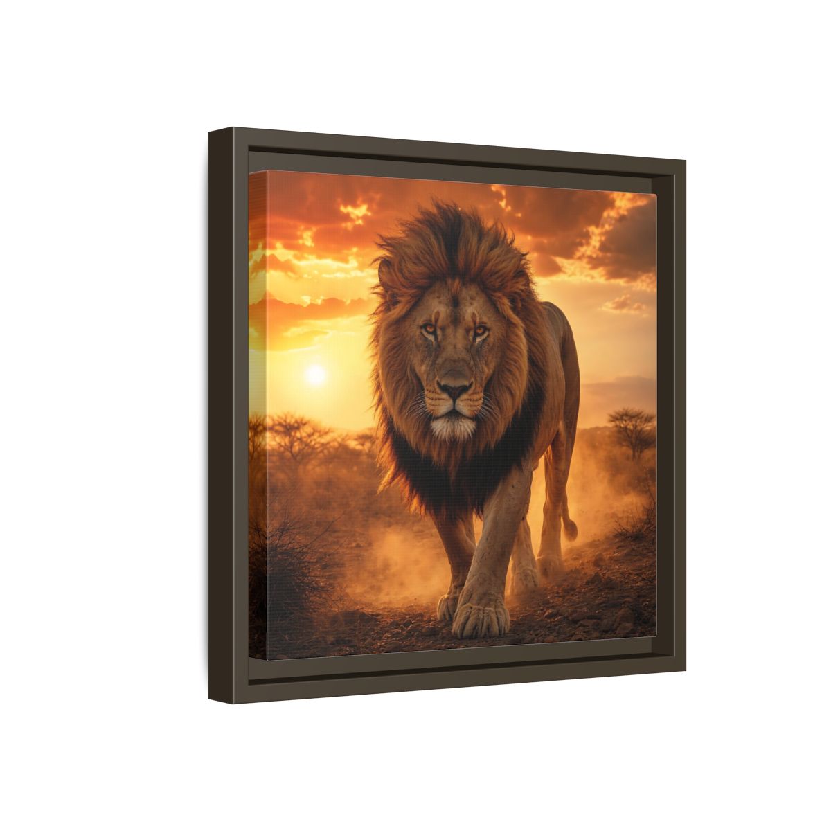 Side Mockup 17. Animals Lion Lion Sunset shown as stretched canvas wall art