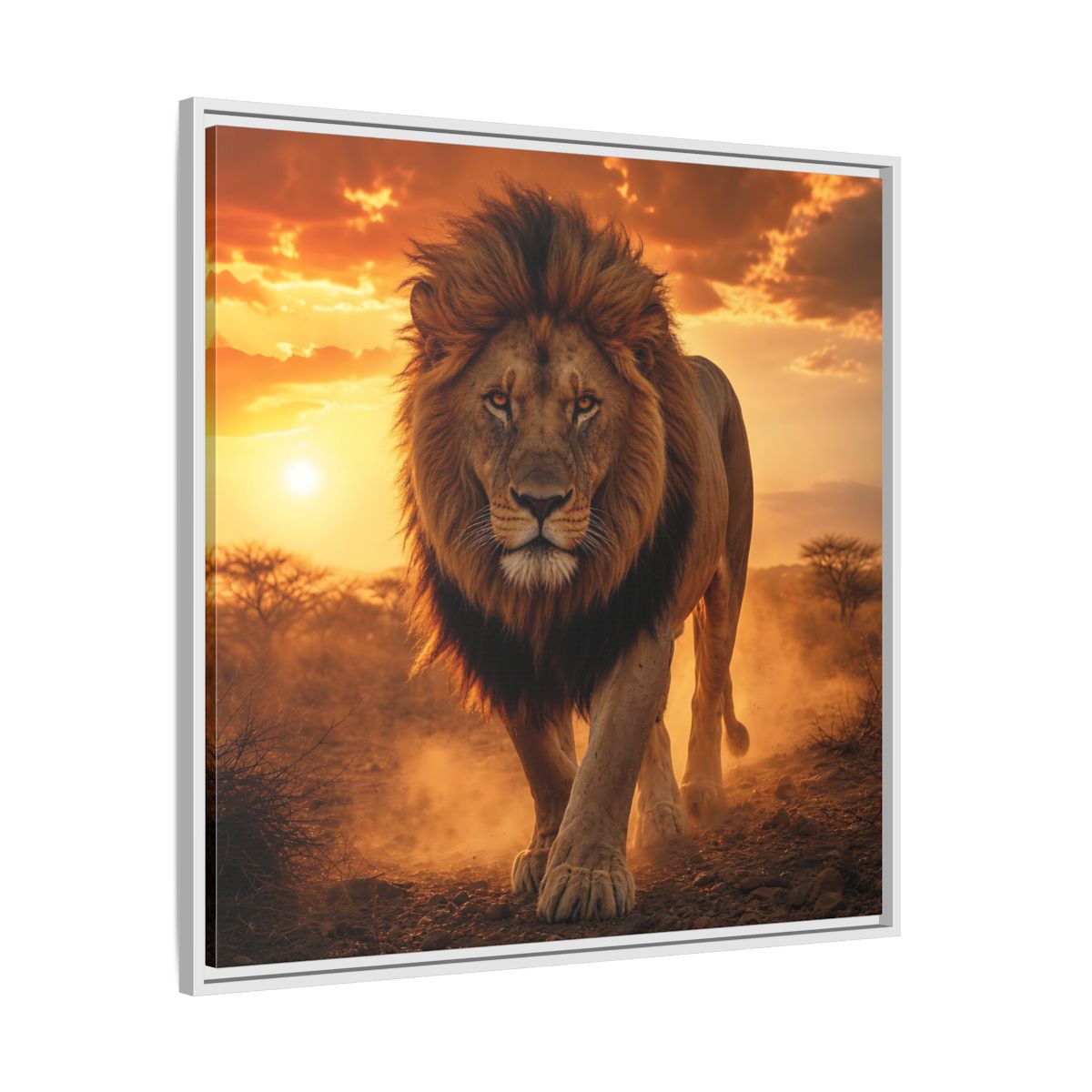 Side Mockup 25. Animals Lion Lion Sunset shown as stretched canvas wall art