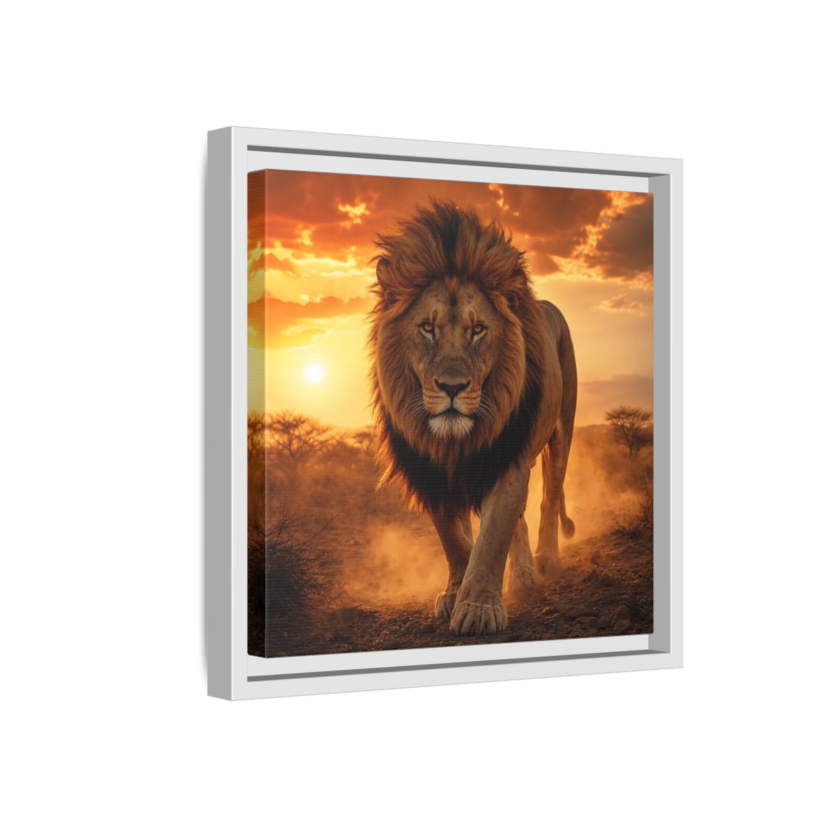 Side Mockup 16. Animals Lion Lion Sunset shown as stretched canvas wall art