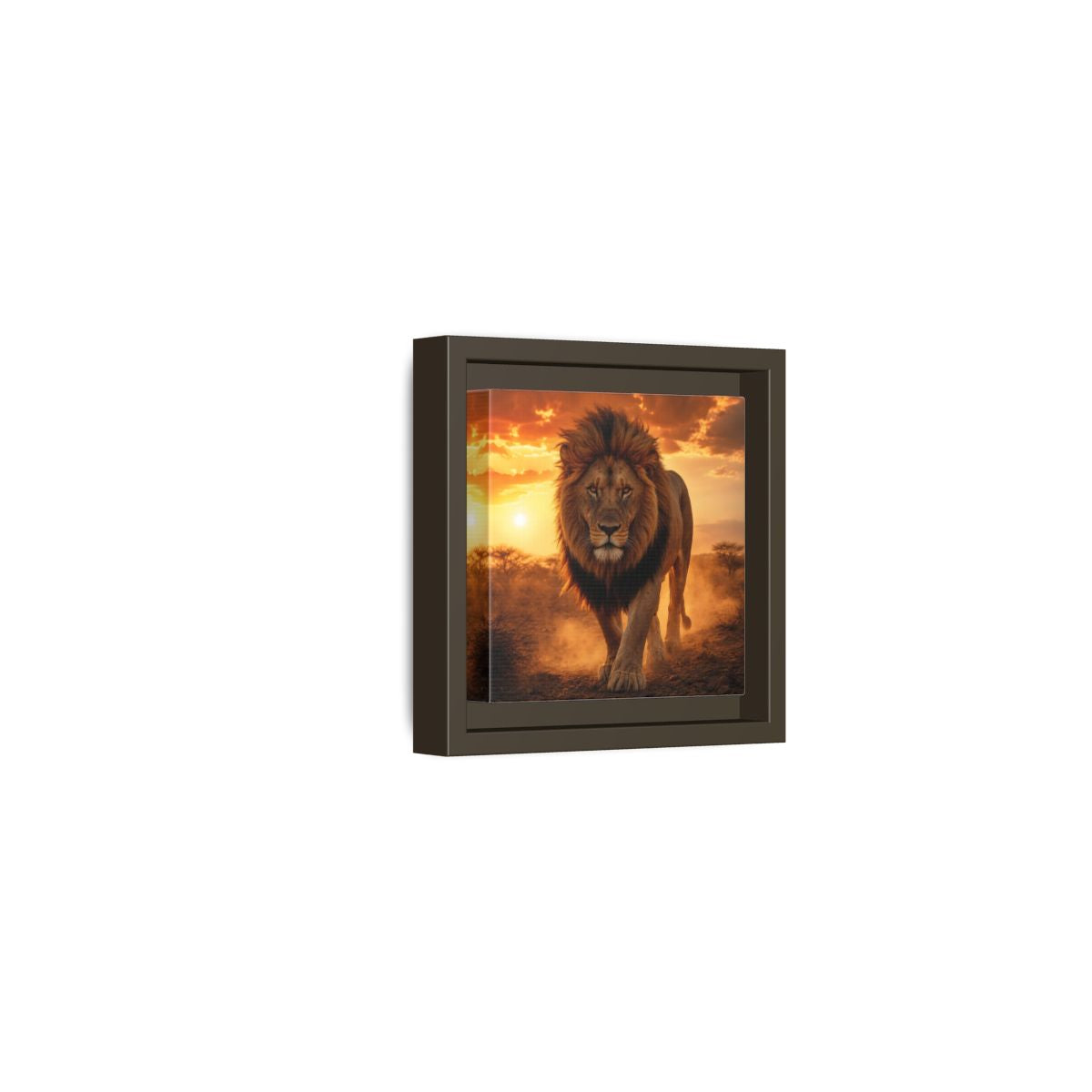 Side Mockup 23. Animals Lion Lion Sunset shown as stretched canvas wall art