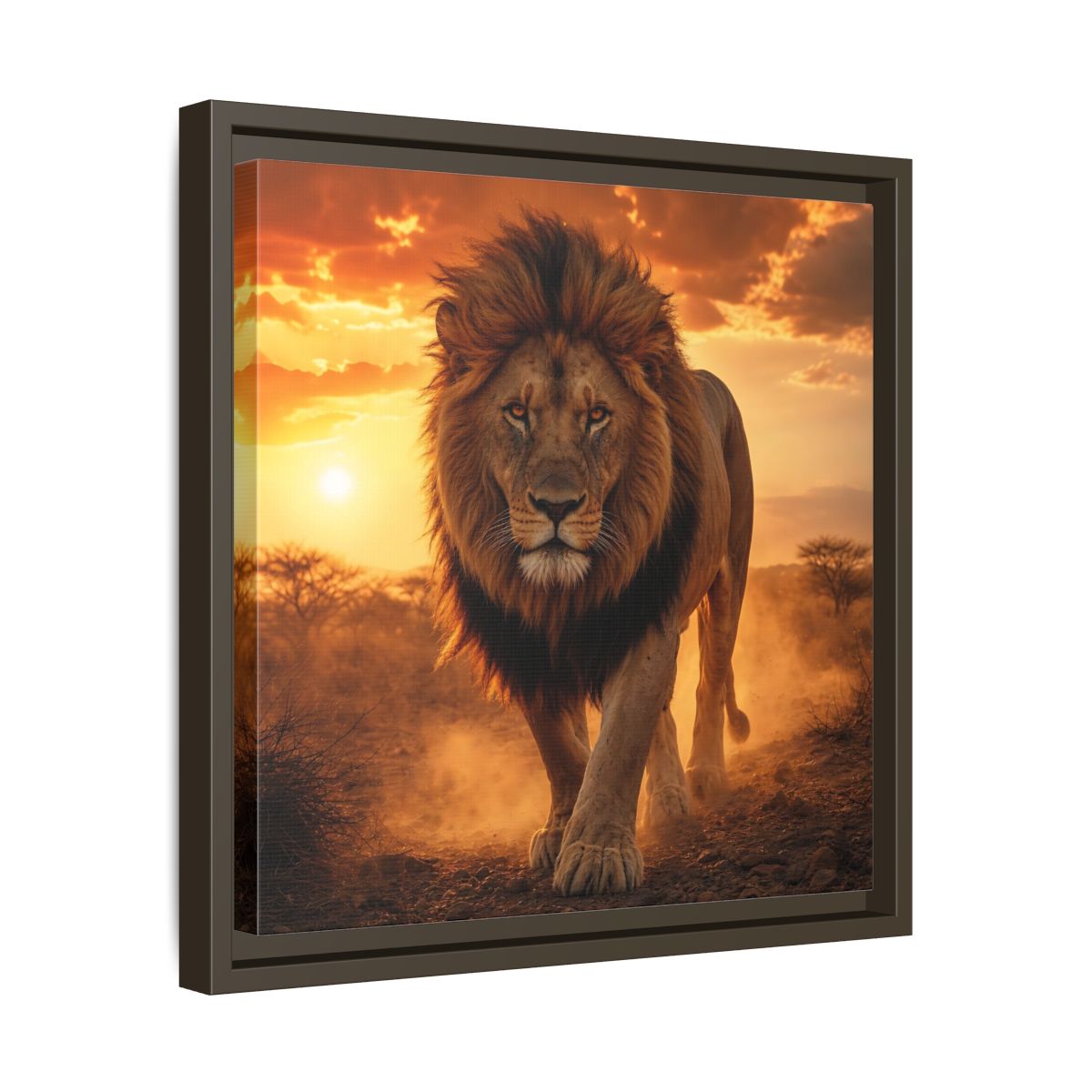Side Mockup 29. Animals Lion Lion Sunset shown as stretched canvas wall art