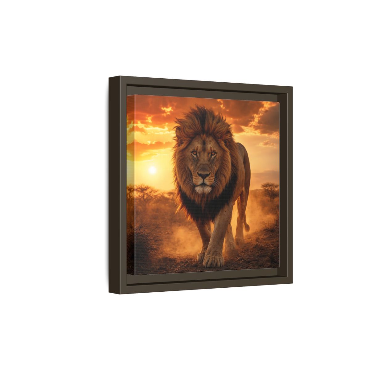 Side Mockup 20. Animals Lion Lion Sunset shown as stretched canvas wall art