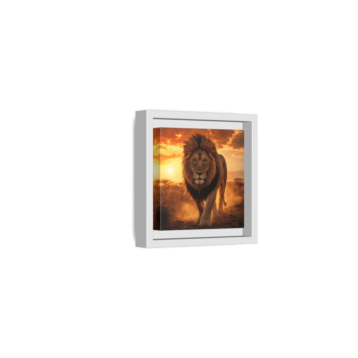Side Mockup 22. Animals Lion Lion Sunset shown as stretched canvas wall art
