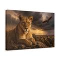 Side Mockup 4. Animals Lioness Wildlife Brown shown as stretched canvas wall art