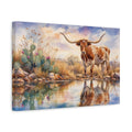 Side Mockup 4. Animals Longhorn Longhorn Watercolor shown as canvas print