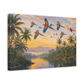 Side Mockup 4. Animals Macaw Birds Tropical Macaws shown as canvas print