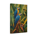 Side Mockup 4. Animals Macaws Blue Macaws shown as stretched canvas wall art