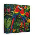 Side Mockup 2. Animals Macaws Colorful Macaws shown as stretched canvas wall art