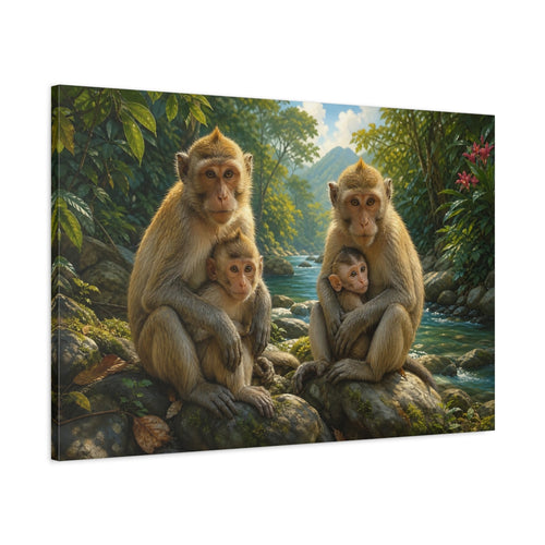 Main Mockup. Animals Monkeys Brown And Green shown as canvas print
