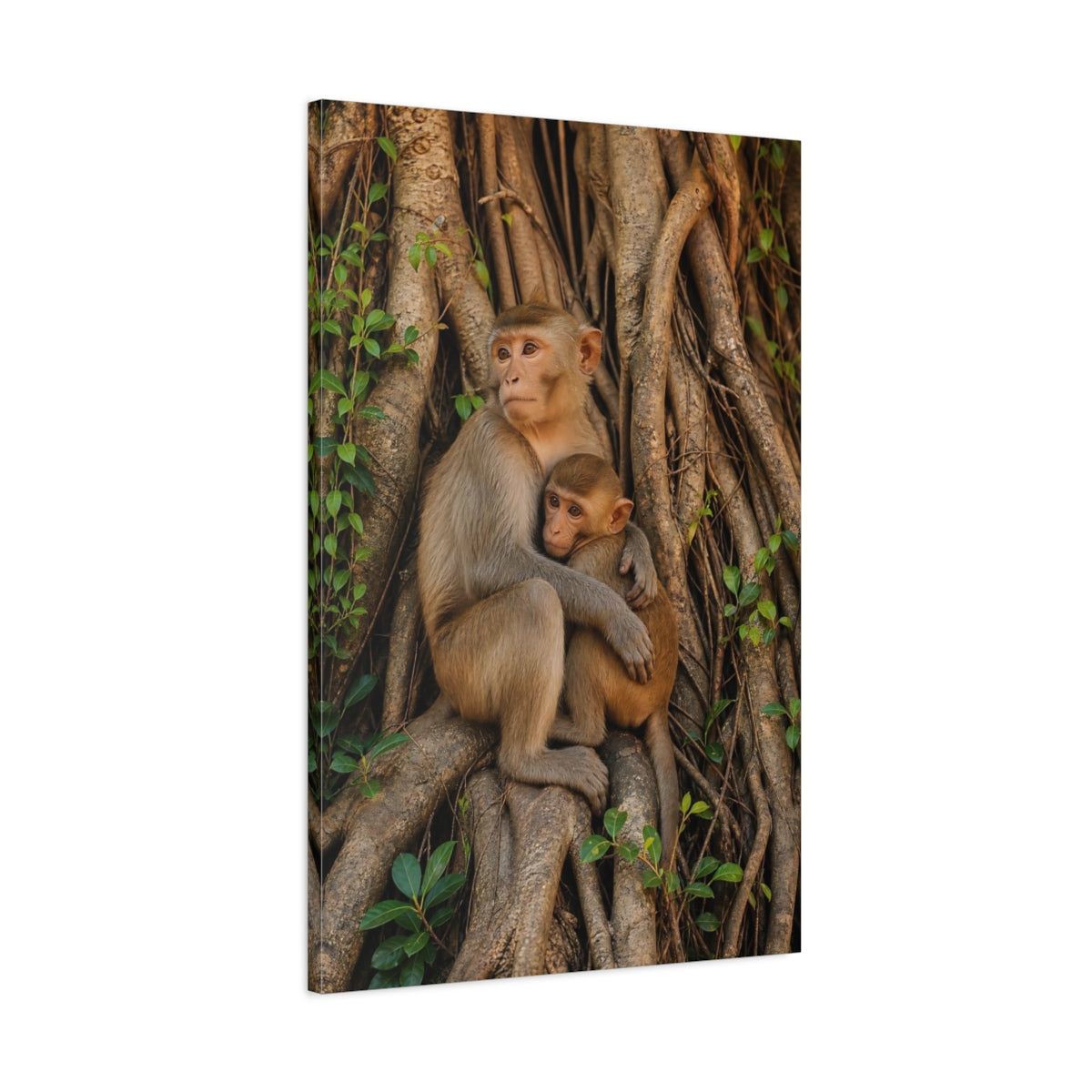 Main Mockup. Animals Monkeys Brown Monkeys shown as stretched canvas wall art