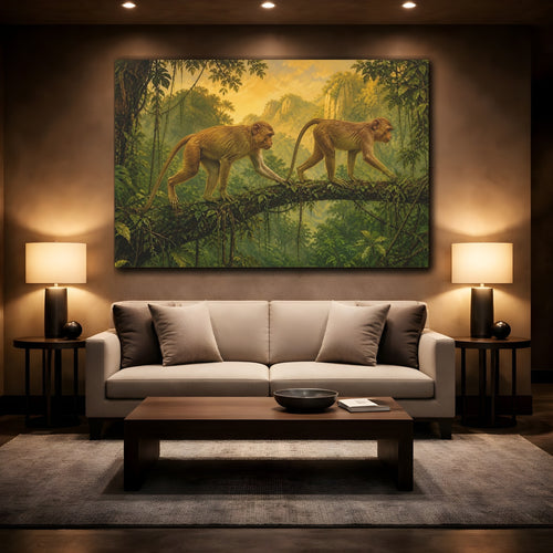 Mockup 2. Animals Monkeys Monkeys Golden Jungle shown as canvas print