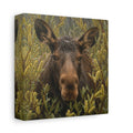 Side Mockup 2. Animals Moose Brown Moose shown as stretched canvas wall art