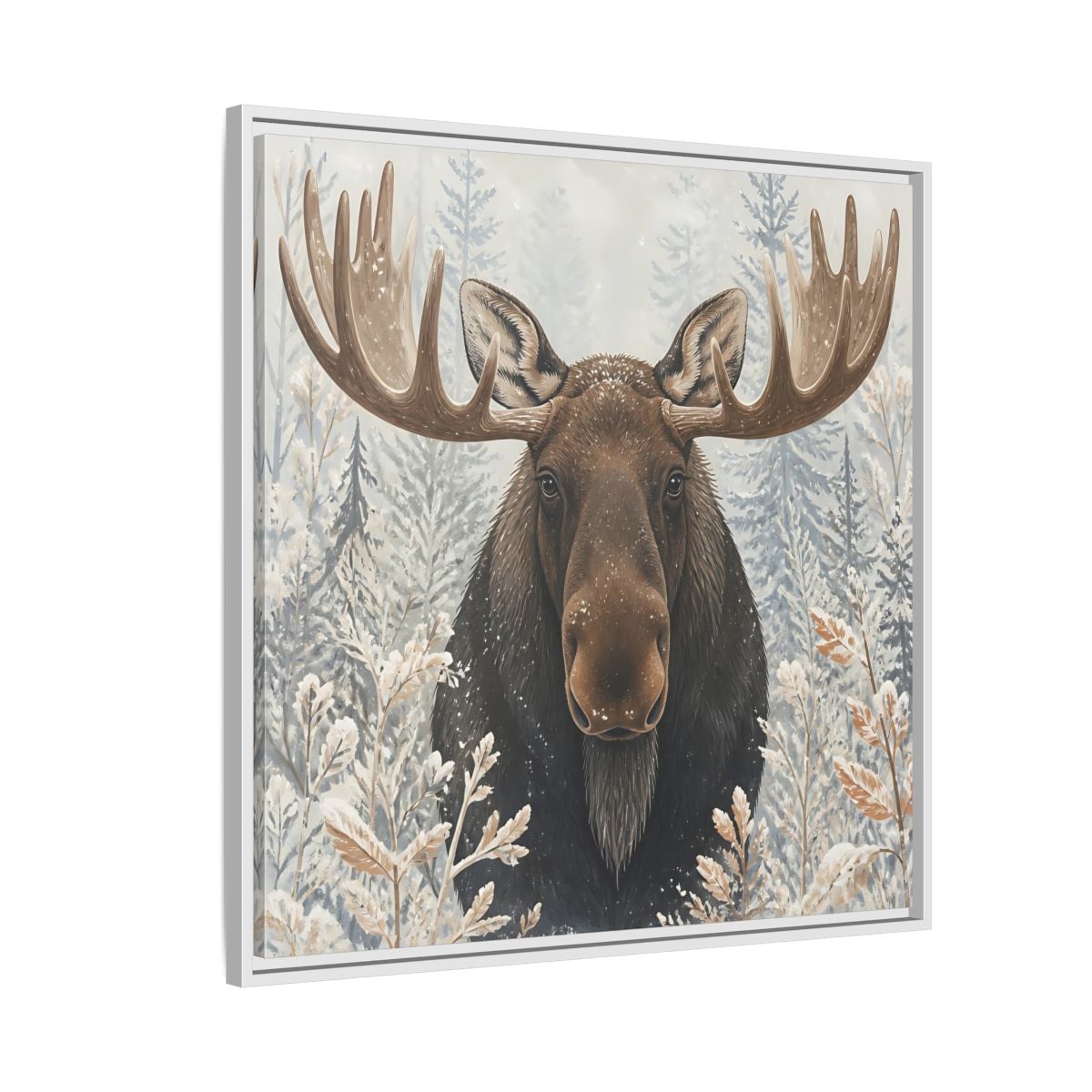 Side Mockup 7. Animals Moose Brown Moose shown as stretched canvas wall art