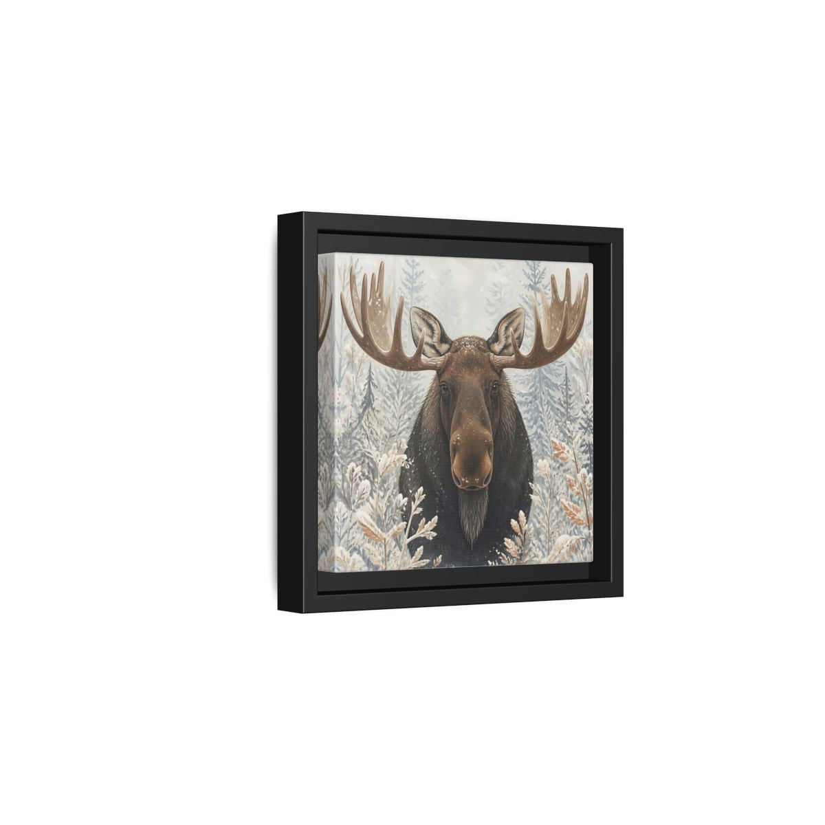 Side Mockup 3. Animals Moose Brown Moose shown as stretched canvas wall art
