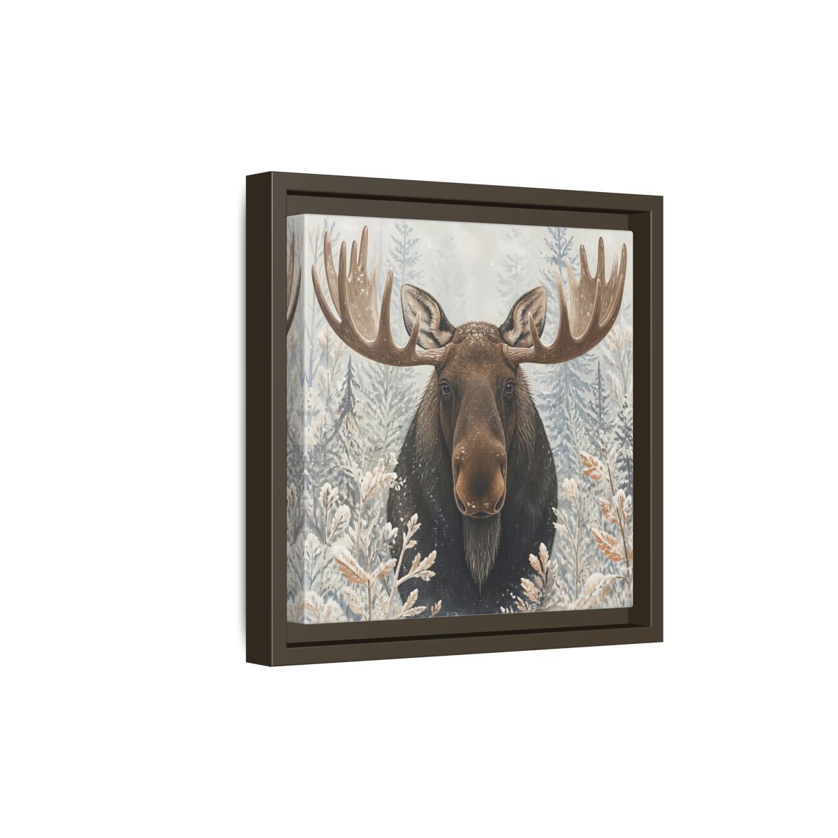 Side Mockup 20. Animals Moose Brown Moose shown as stretched canvas wall art