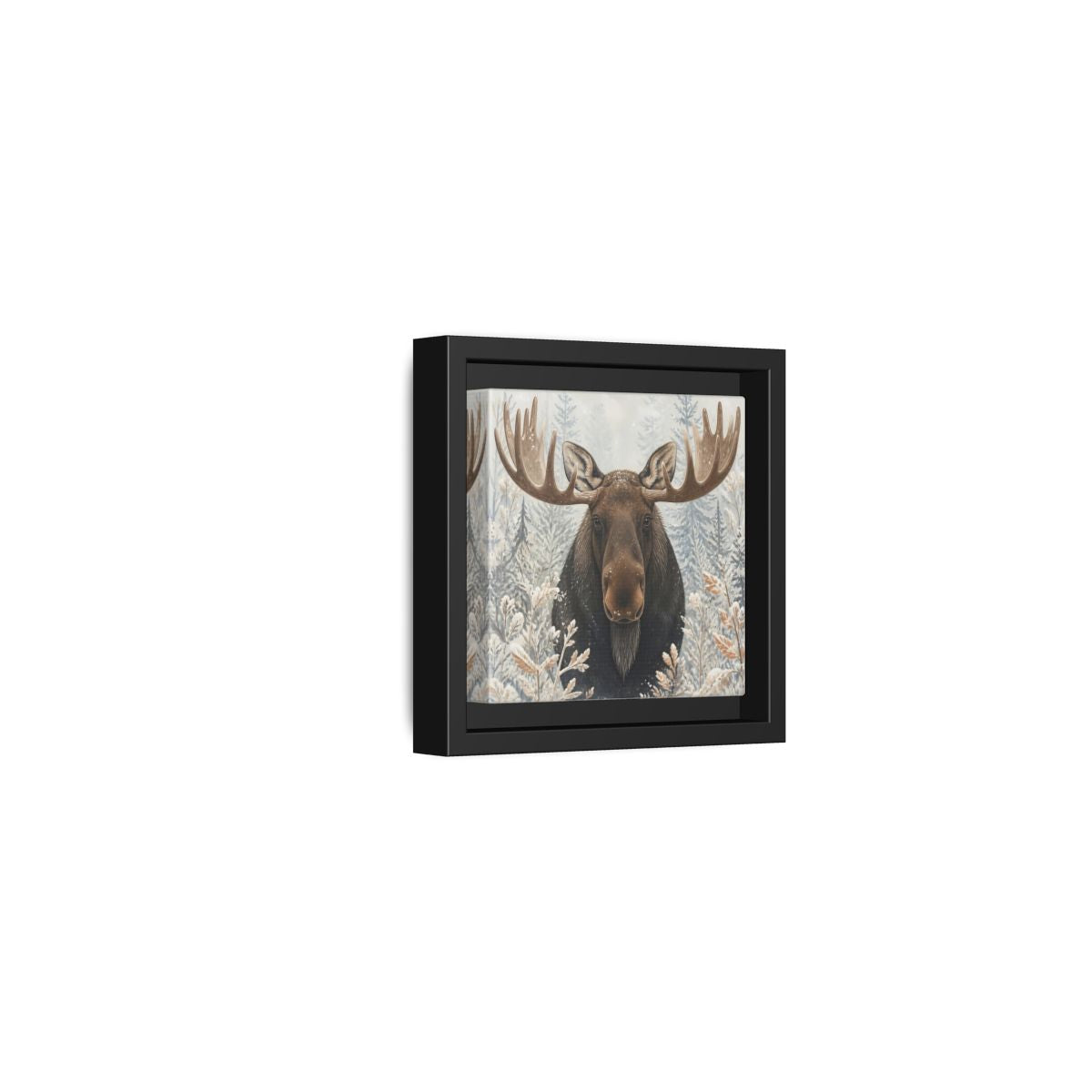 Side Mockup 24. Animals Moose Brown Moose shown as stretched canvas wall art