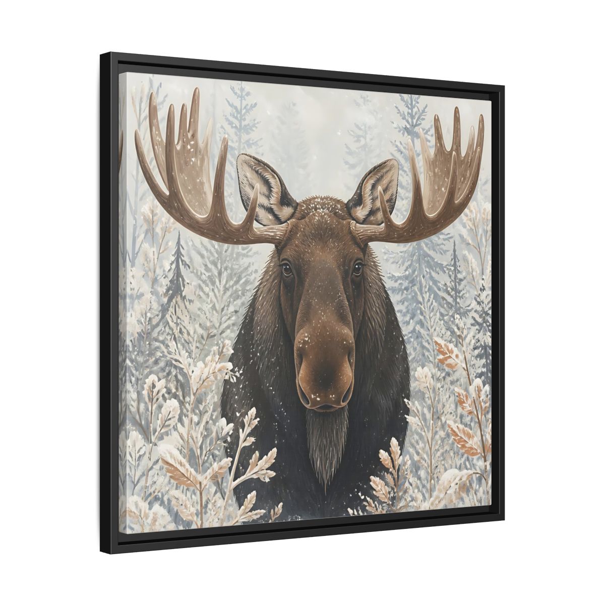 Side Mockup 31. Animals Moose Brown Moose shown as stretched canvas wall art