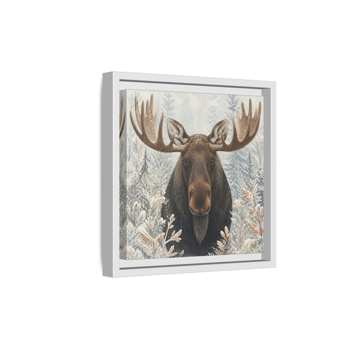 Side Mockup 19. Animals Moose Brown Moose shown as stretched canvas wall art