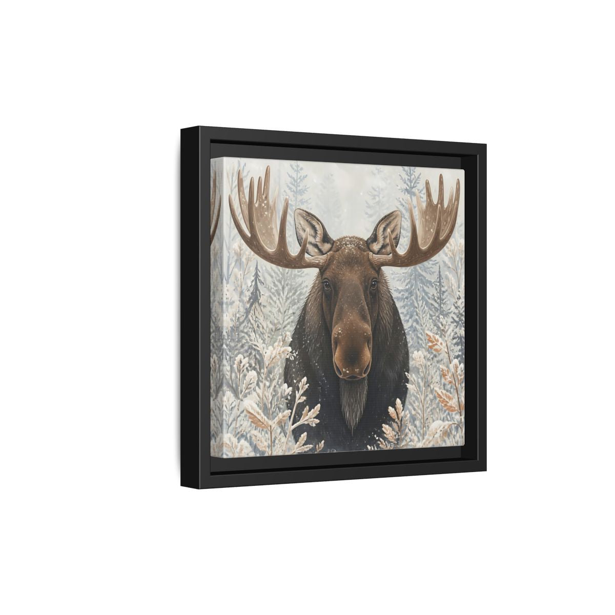 Side Mockup 21. Animals Moose Brown Moose shown as stretched canvas wall art