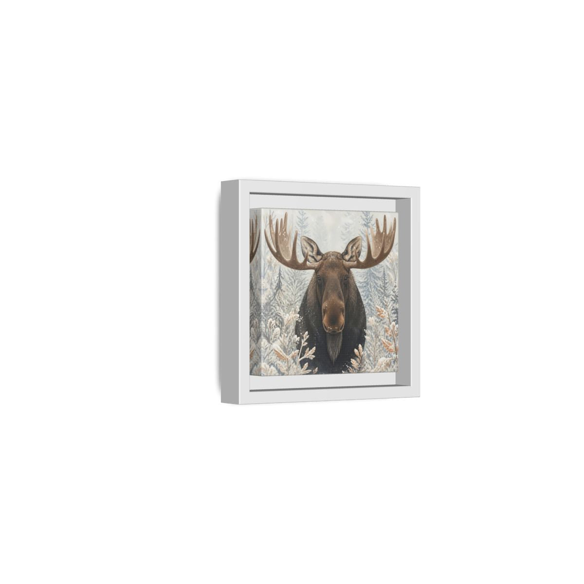 Side Mockup 22. Animals Moose Brown Moose shown as stretched canvas wall art