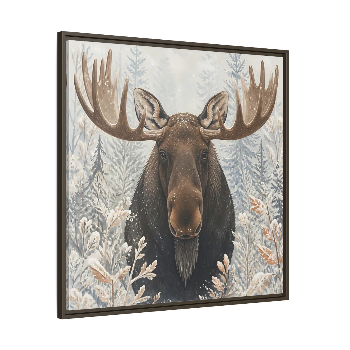Main Mockup. Animals Moose Brown Moose shown as stretched canvas wall art