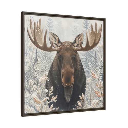 Main Mockup. Animals Moose Brown Moose shown as stretched canvas wall art