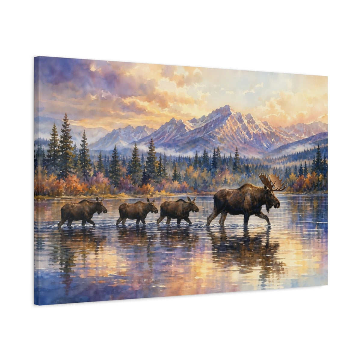 Main Mockup. Animals Moose Moose Sunset shown as canvas print
