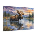 Side Mockup 4. Animals Moose Moose Wildlife Sunset shown as canvas print