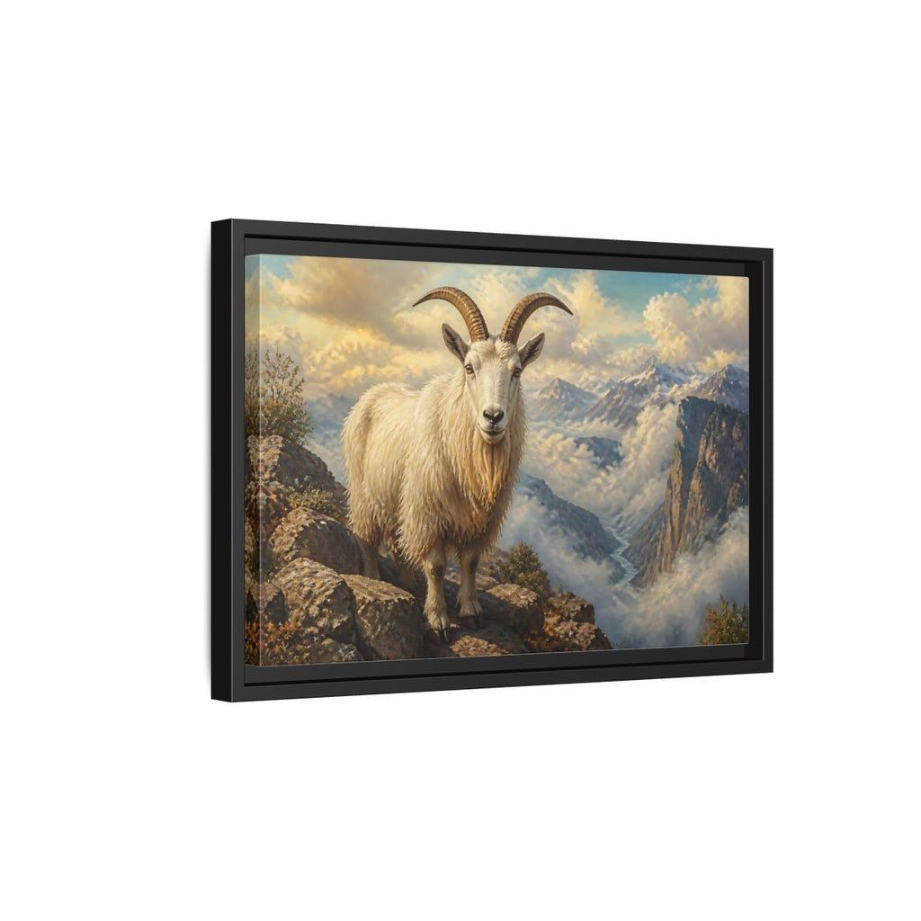 Side Mockup 6. Animals Mountain Goat White Mountain Goat shown as stretched canvas wall art