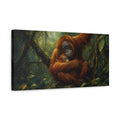 Side Mockup 3. Animals Orangutans Orangutan Family shown as stretched canvas wall art