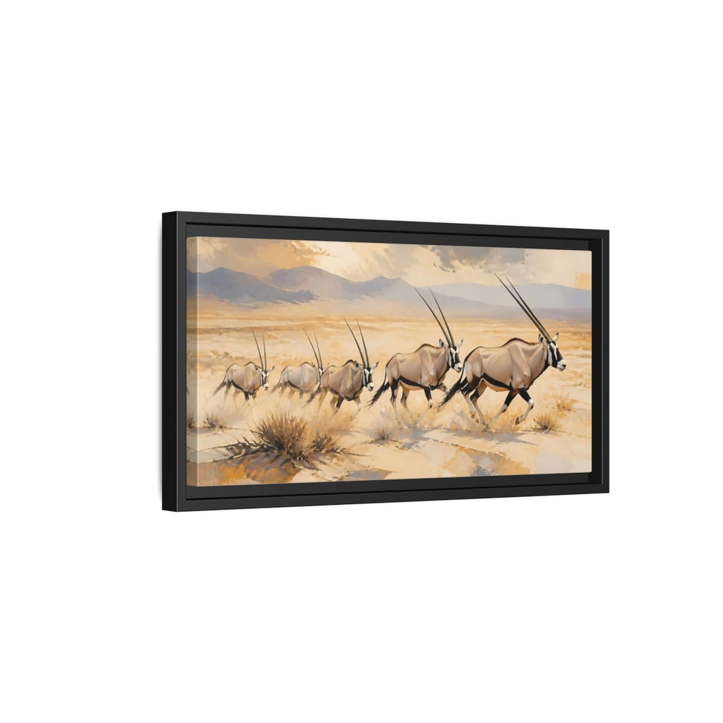 Side Mockup 8. Animals Oryx Brown And Gold Oryx shown as stretched canvas wall art