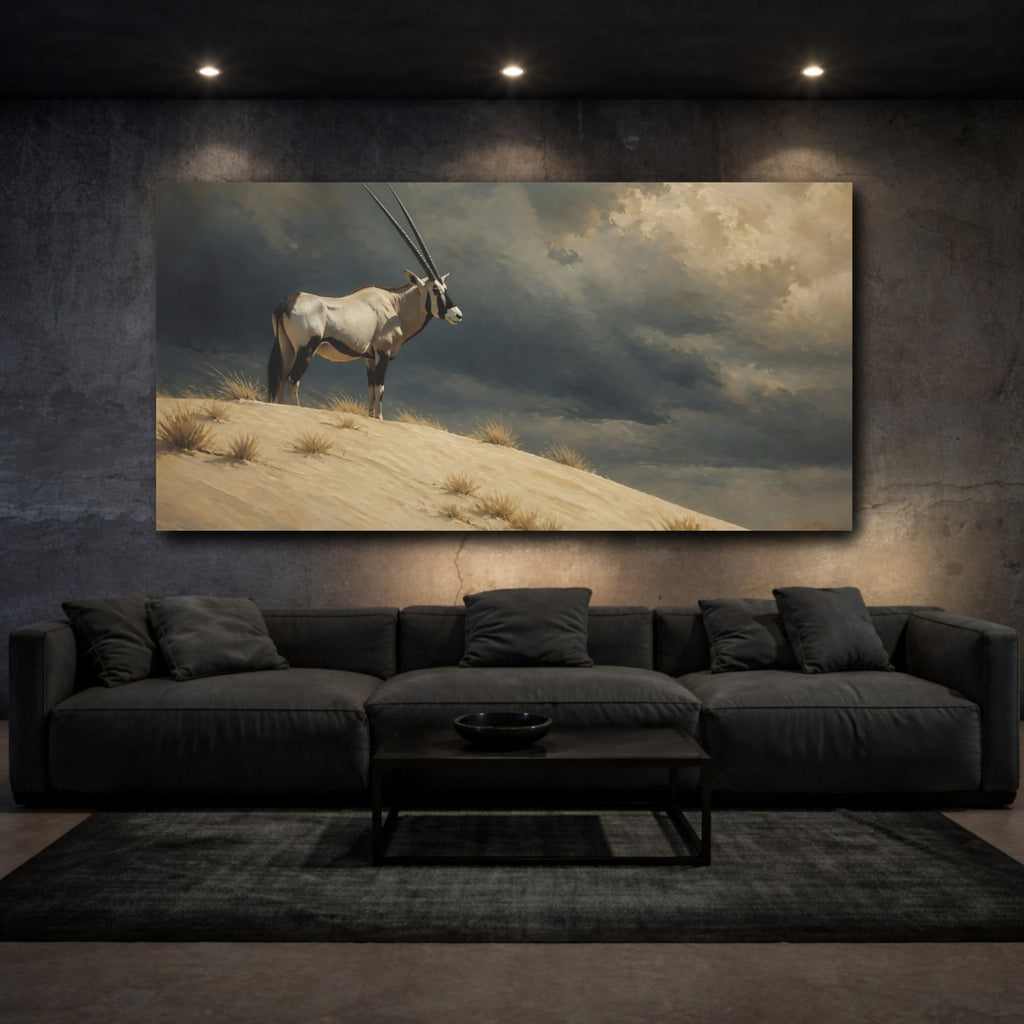 Mockup 3. Animals Oryx Oryx Desert Scene shown as stretched canvas wall art