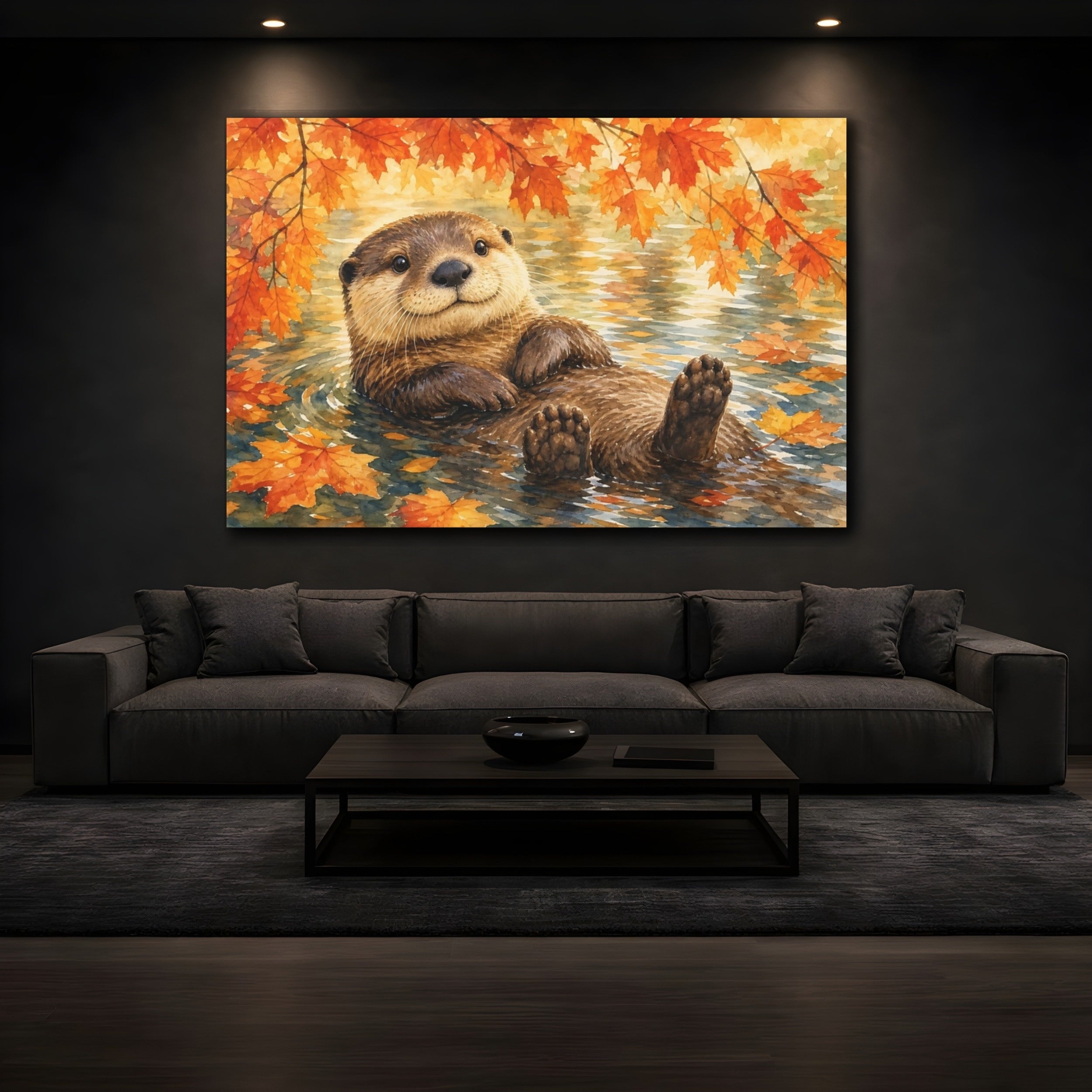 Mockup 3. Animals Otter Brown And Orange Otter shown as canvas print