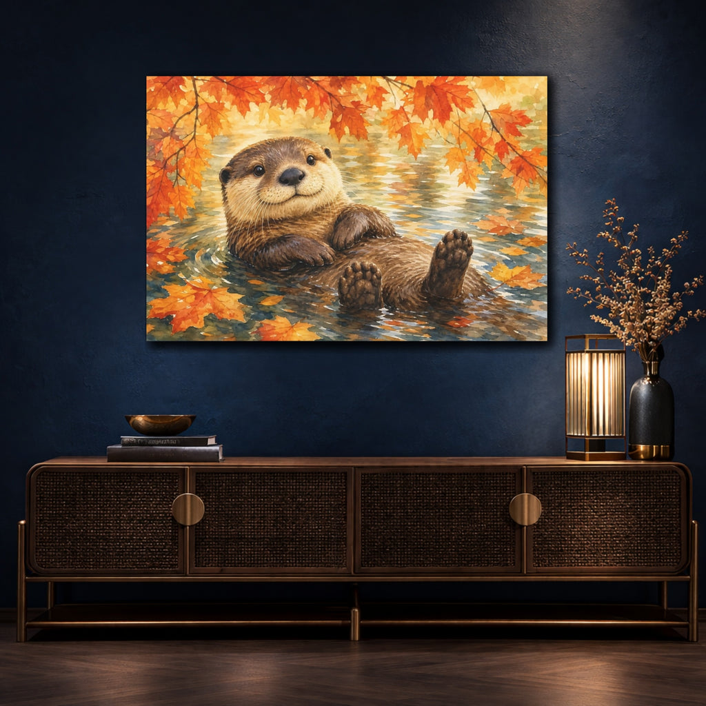 Mockup 4. Animals Otter Brown And Orange Otter shown as canvas print
