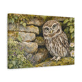 Side Mockup 4. Animals Owl Brown And Green shown as canvas print