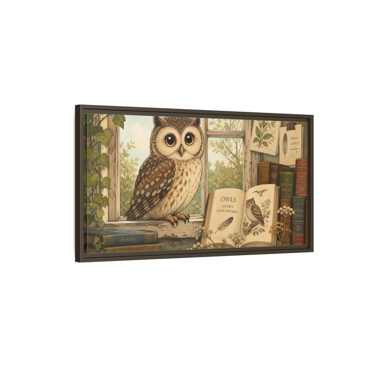 Main Mockup. Animals Owl Brown Owl shown as stretched canvas wall art