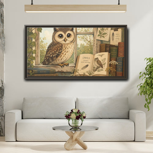 Mockup 2. Animals Owl Brown Owl shown as stretched canvas wall art