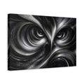 Side Mockup 4. Animals Owl Monochrome Owl shown as stretched canvas wall art