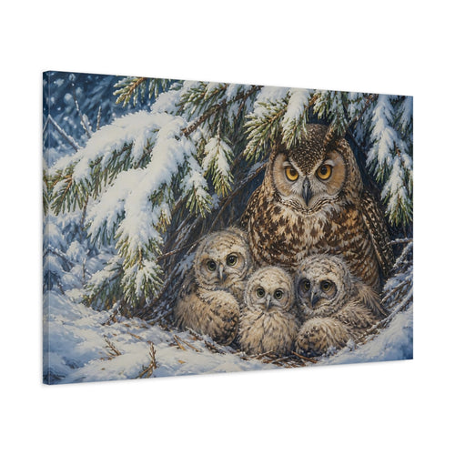 Main Mockup. Animals Owls Snowy Owls shown as canvas print