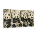 Side Mockup 3. Animals Pandas Green And White Pandas shown as stretched canvas wall art
