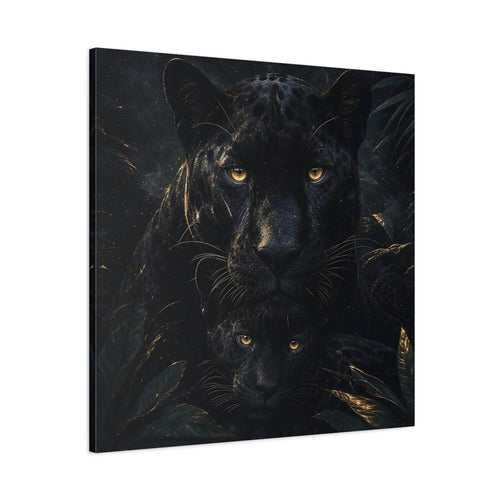 Main Mockup. Animals Panthers Black And Gold shown as stretched canvas wall art