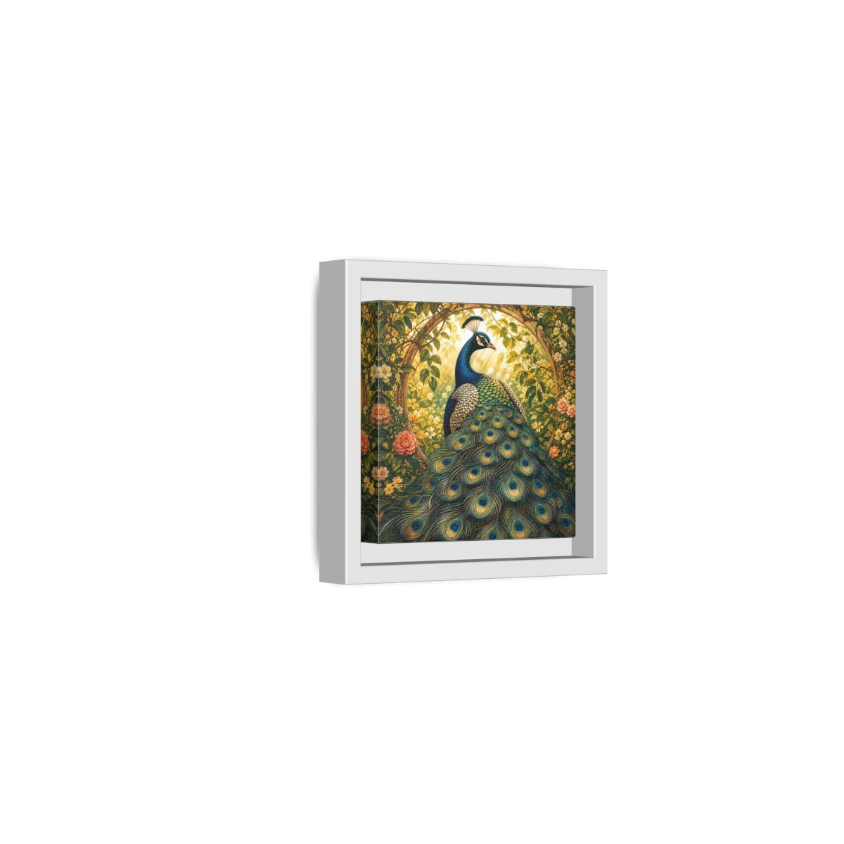 Side Mockup 22. Animals Peacock Peacock Gold shown as stretched canvas wall art