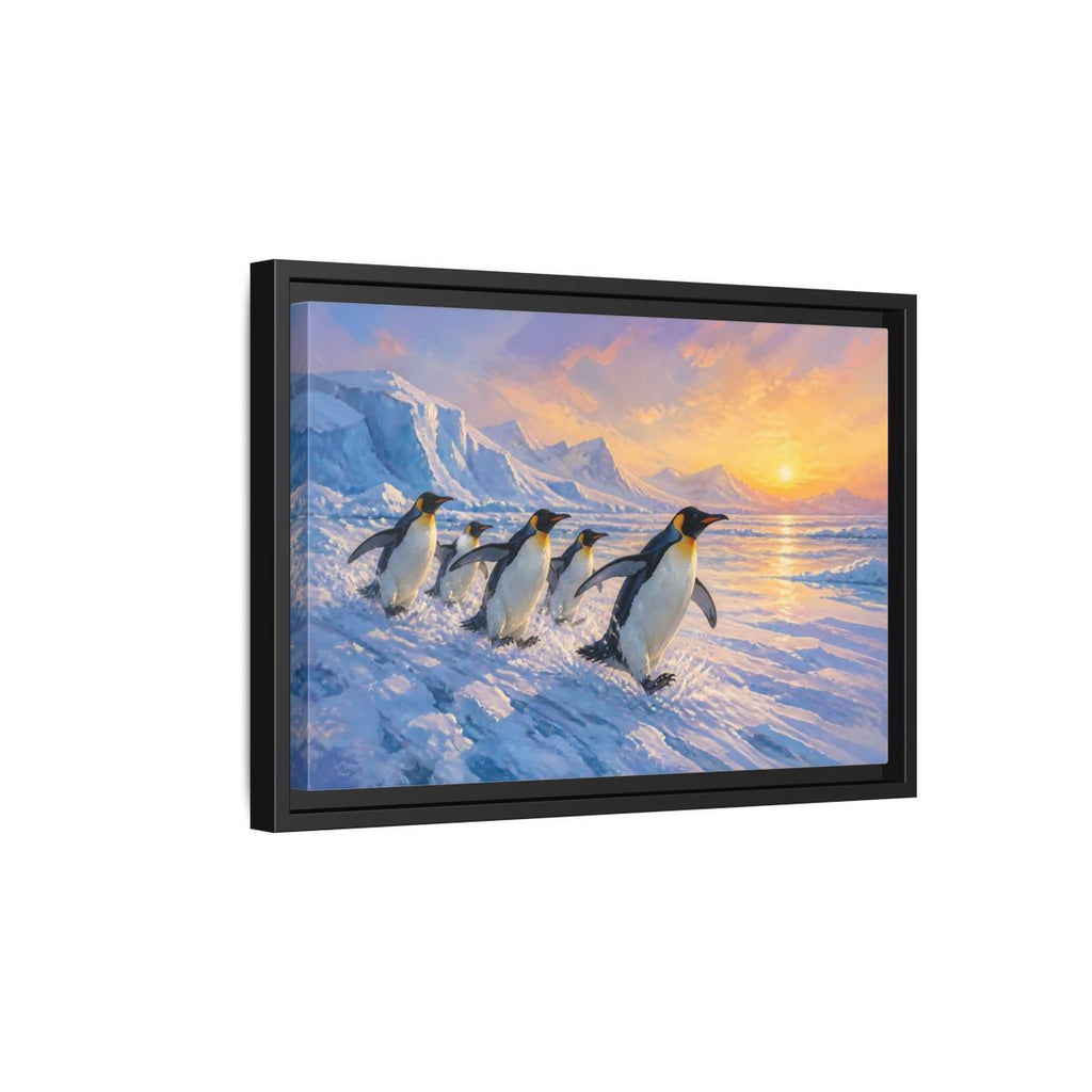 Side Mockup 6. Animals Penguins Arctic Penguins shown as stretched canvas wall art